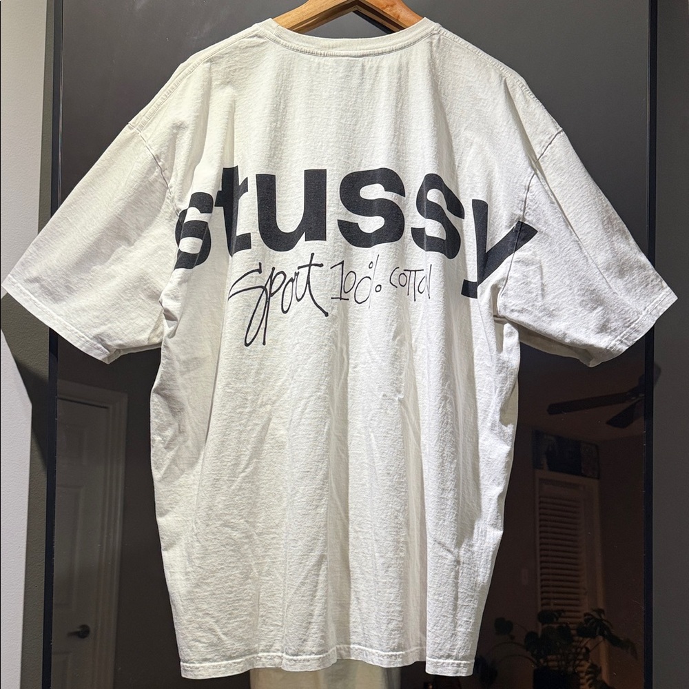Rare Stussy Black and White front & back stussy sport Graphic Tee - Picture 5 of 6